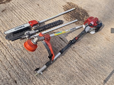 Lot 557 - Unused Cobra M2500 Petrol Multi Tool (Strummer, Long Reach Hedge Trimmer, Long Reach Chain Saw)